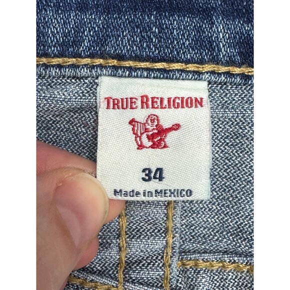 True Religion Men's Rocco Relaxed Skinny w/Flaps Blue Denim Jeans - 34 (35x34) - Picture 5 of 8